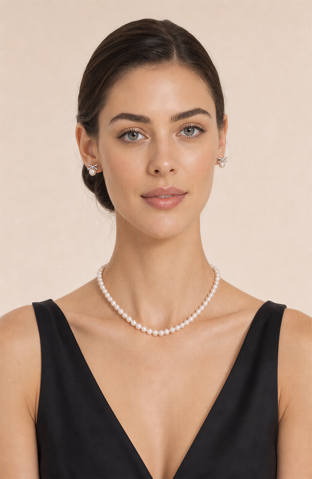 Genuine Freshwater Round Pearl Bowtie Earrings