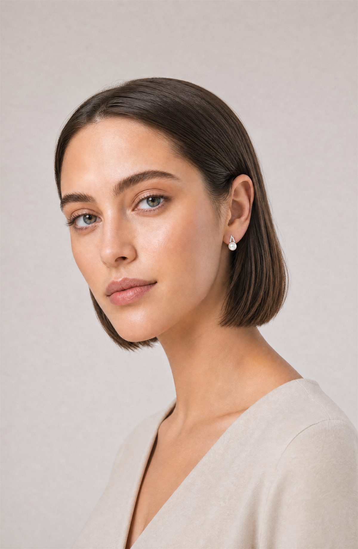 Genuine Freshwater Round Pearl Water Droplet Earrings