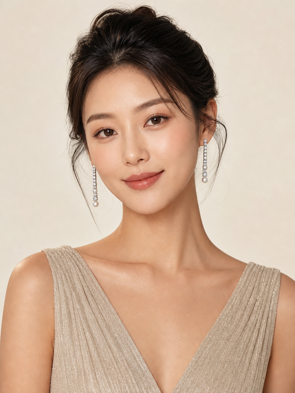 Genuine Freshwater Round Pearl Ladder Earrings