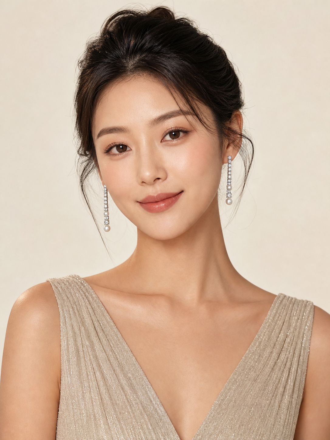 Genuine Freshwater Round Pearl Ladder Earrings