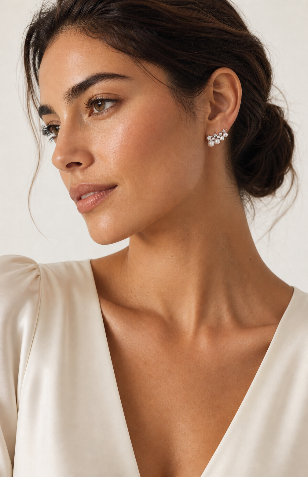 Genuine Freshwater Baroque Pearl Crescent Earrings