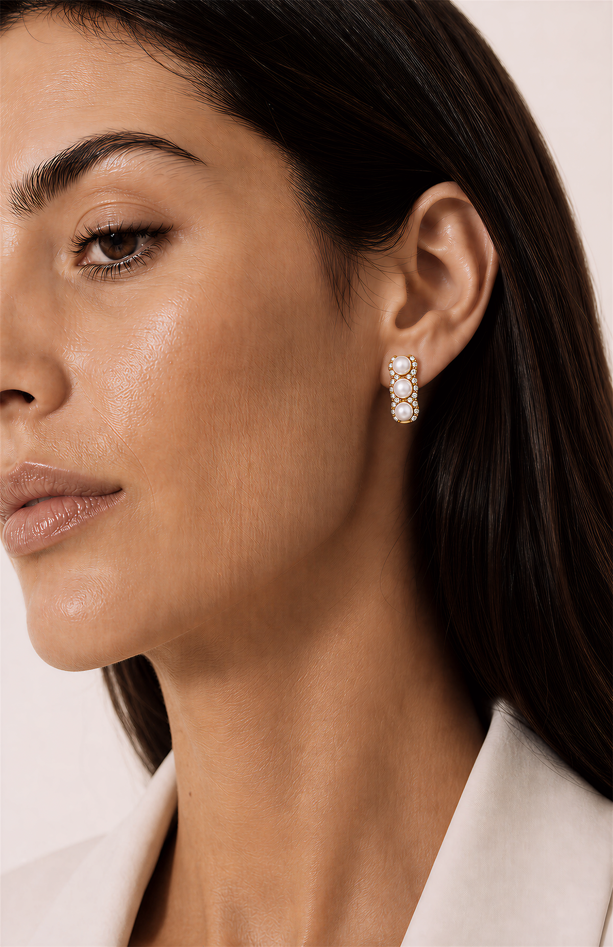 Genuine Freshwater Round Pearl Hoop Earrings