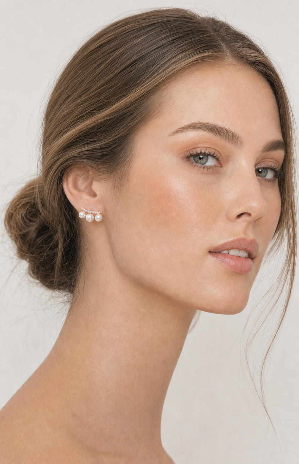 Genuine Freshwater Round Pearl Arc Earrings