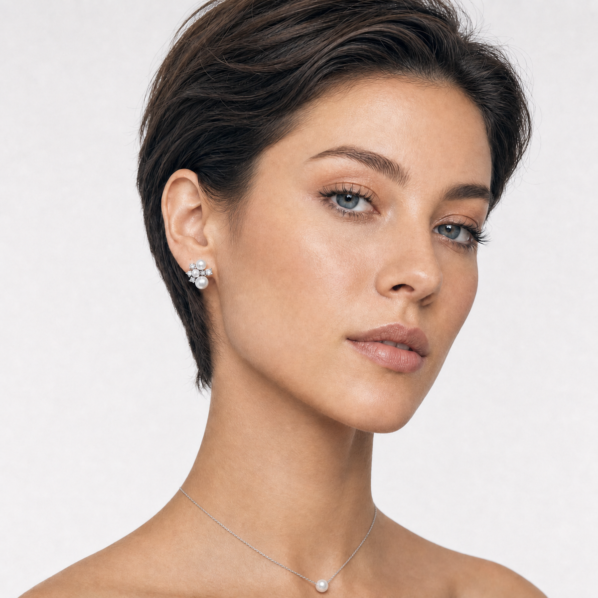 Genuine Freshwater Round Pearl Cluster Earrings