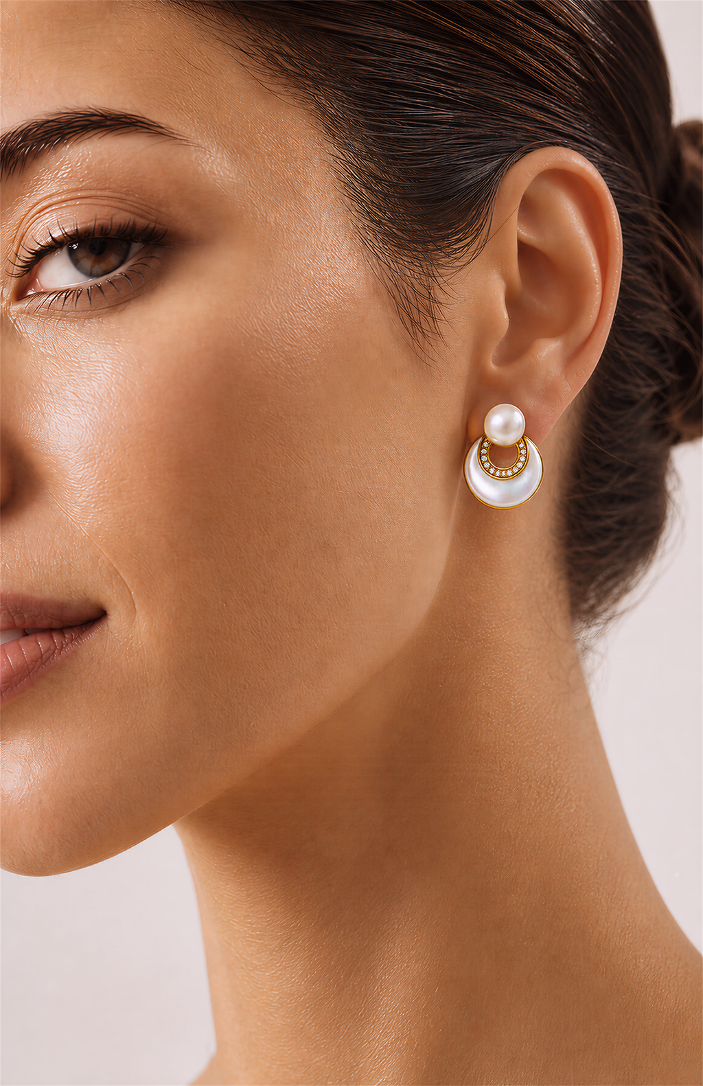 Genuine Freshwater Round Pearl Arch Earrings
