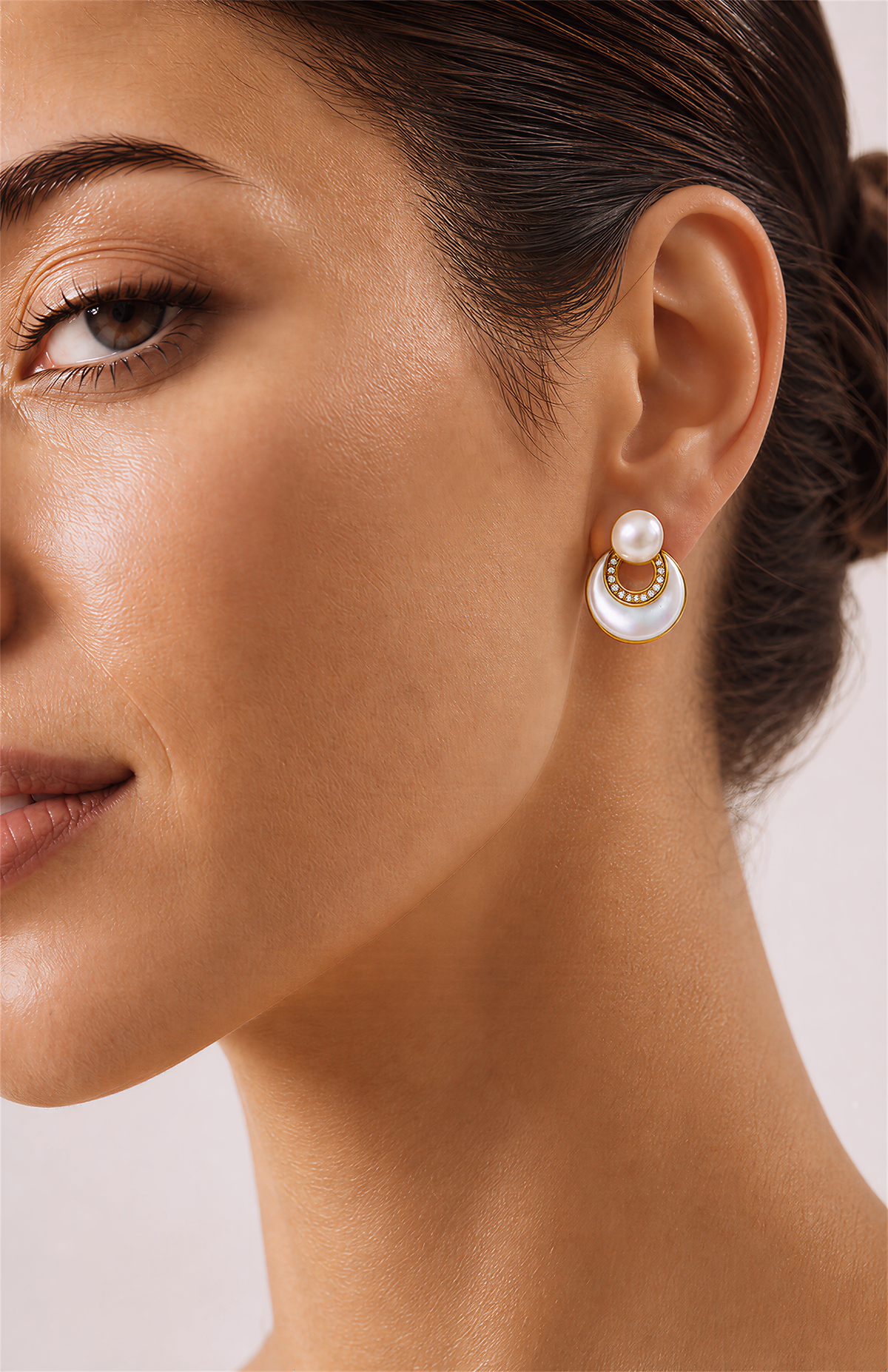 Genuine Freshwater Round Pearl Arch Earrings