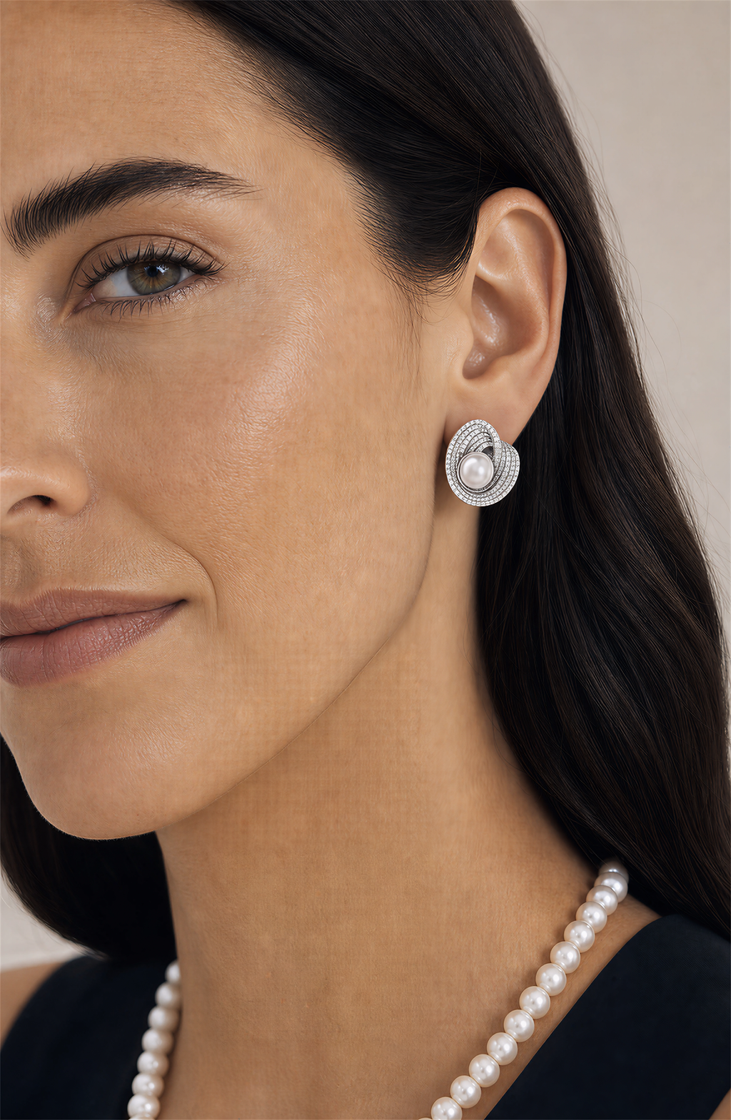 Genuine Freshwater Round Pearl Nest Earrings