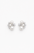 Genuine Freshwater Round Pearl Cluster Earrings