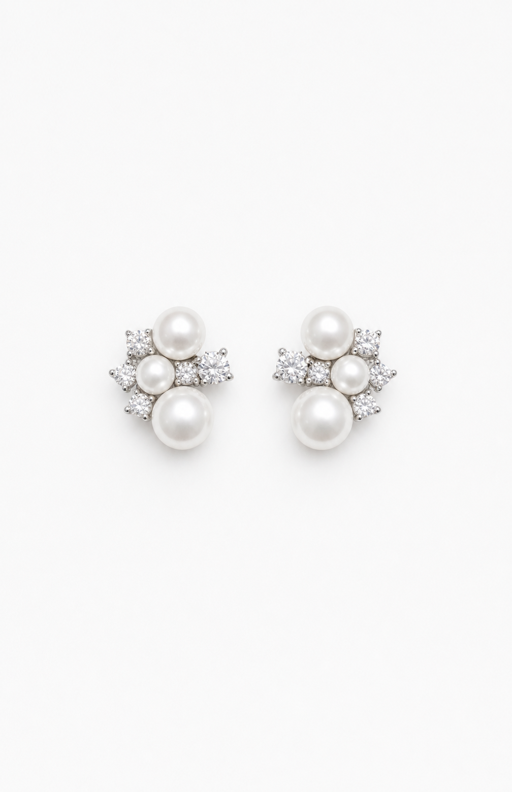 Genuine Freshwater Round Pearl Cluster Earrings