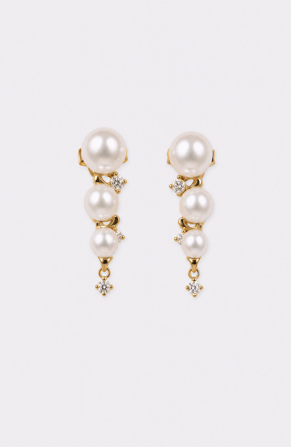 Genuine Freshwater Round Pearl Cascade Earrings