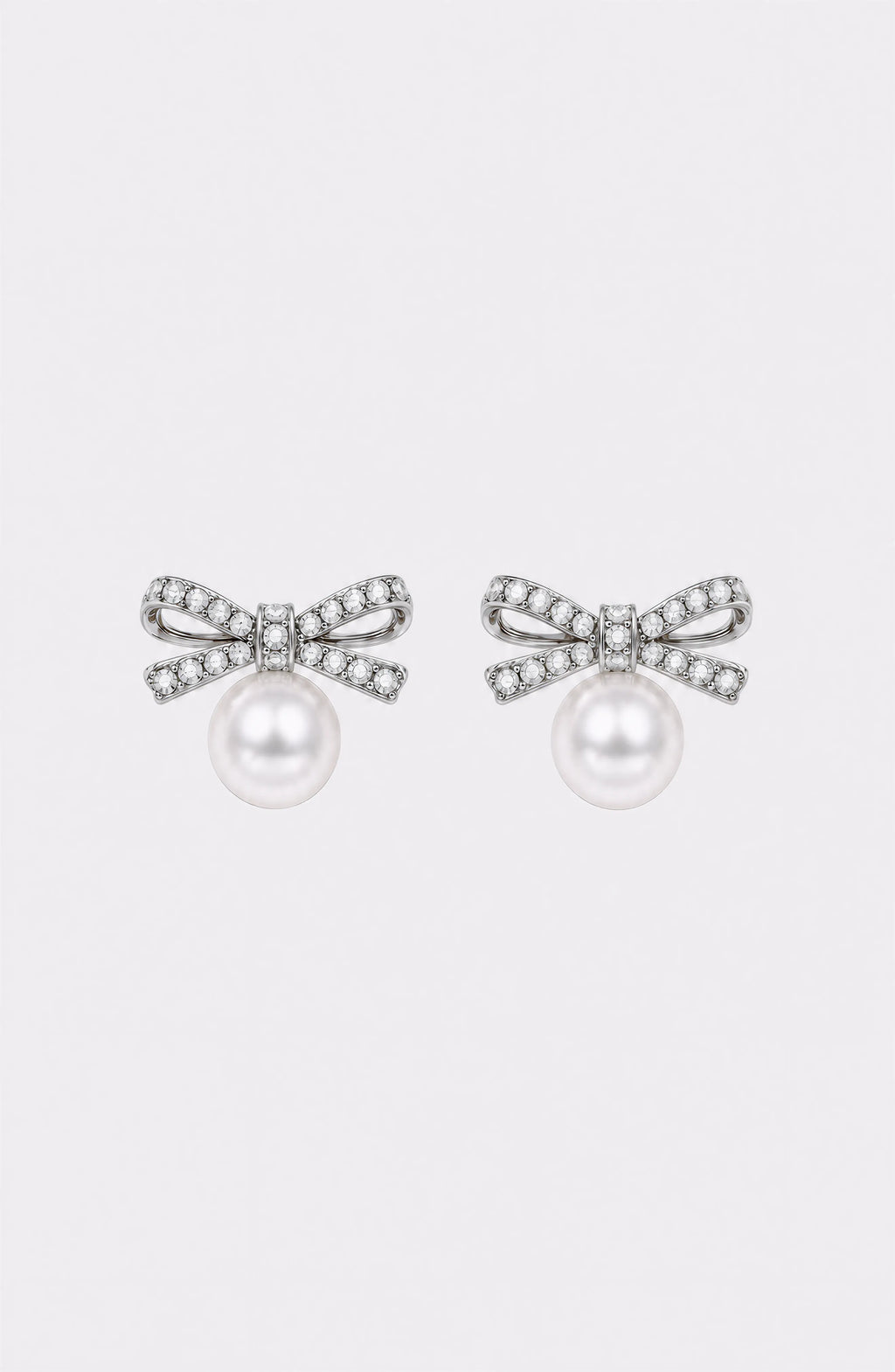 Genuine Freshwater Round Pearl Bowtie Earrings