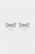 Genuine Freshwater Round Pearl Bowtie Earrings