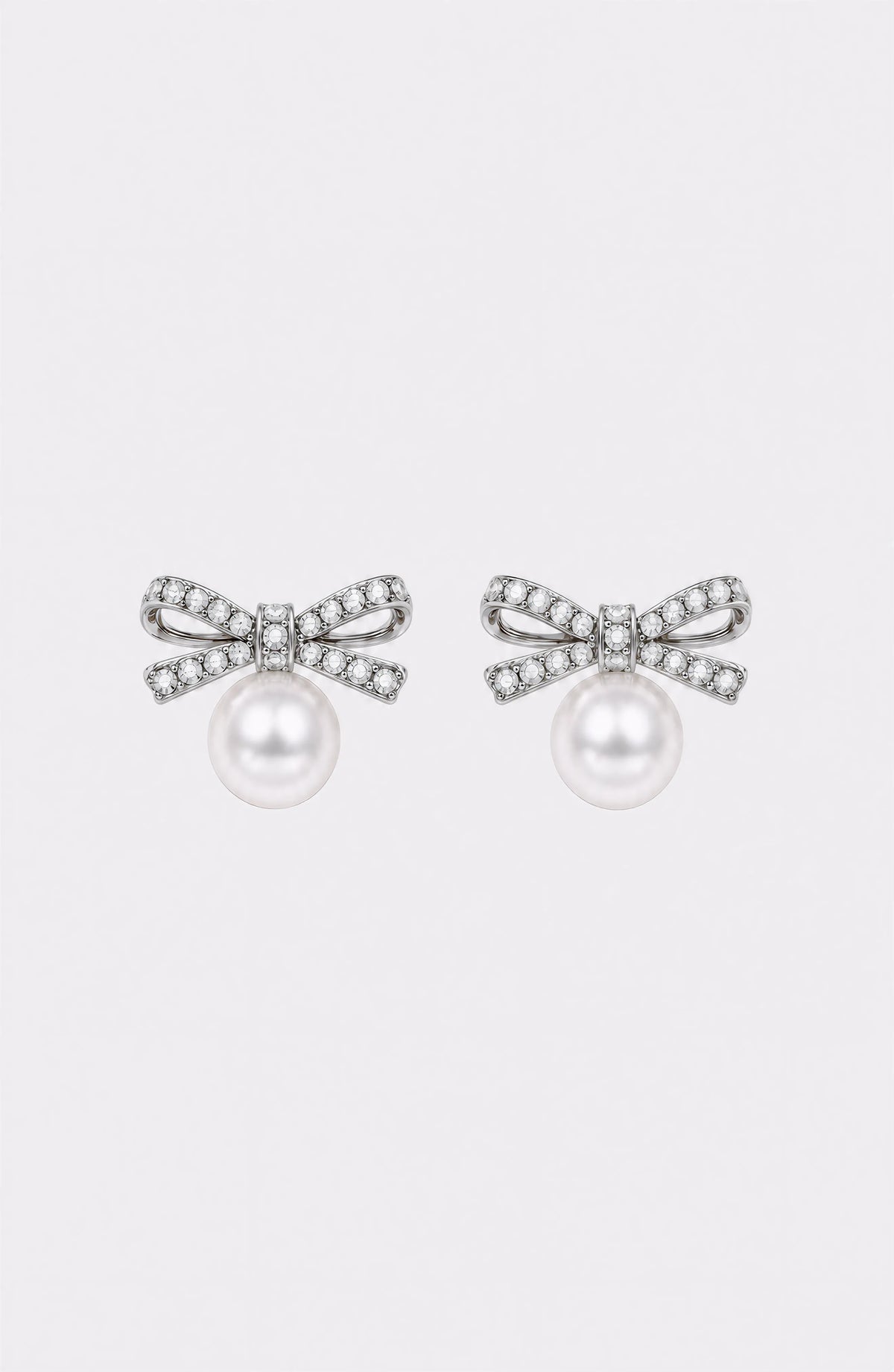 Genuine Freshwater Round Pearl Bowtie Earrings