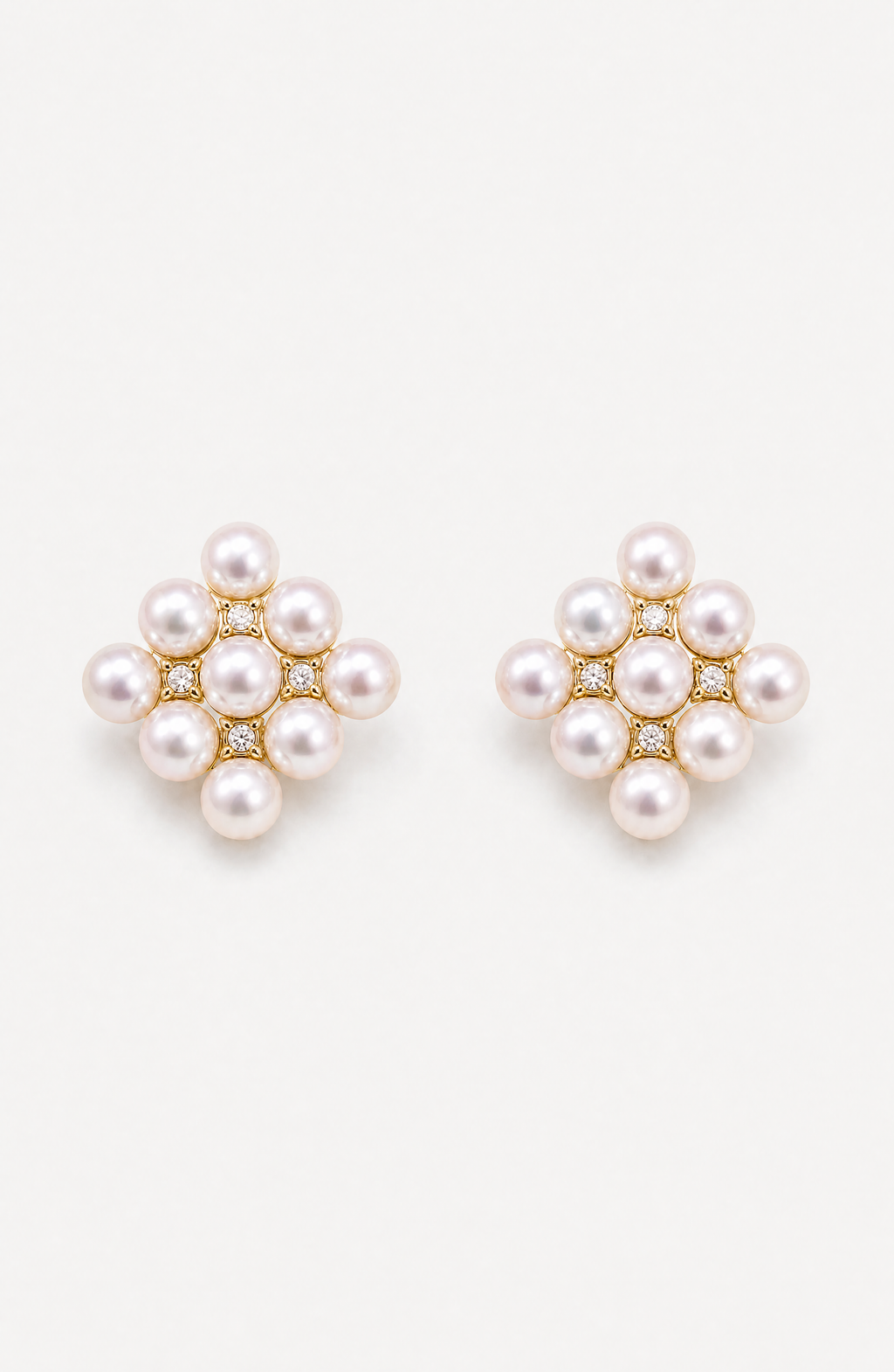 Genuine Freshwater Round Pearl Blossom Stud Earrings