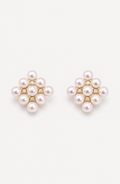 Genuine Freshwater Round Pearl Blossom Stud Earrings