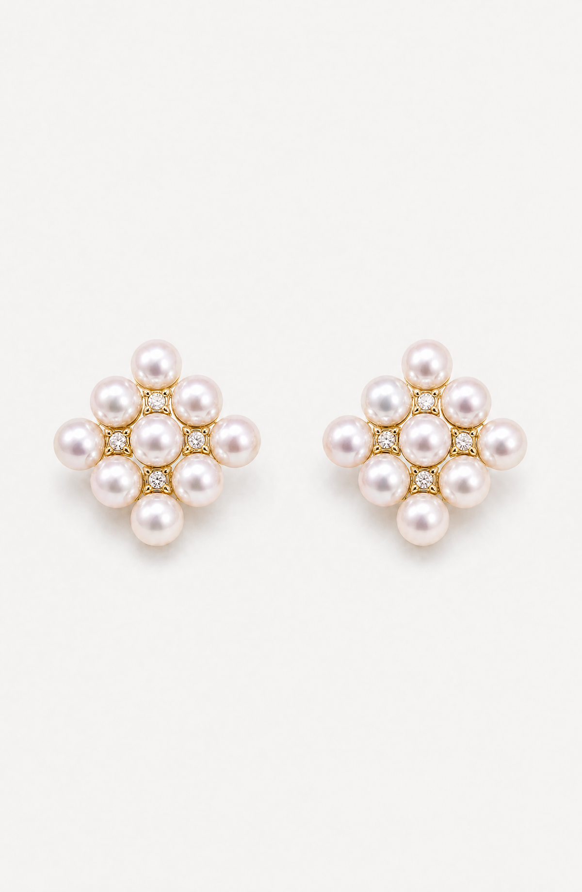Genuine Freshwater Round Pearl Blossom Stud Earrings