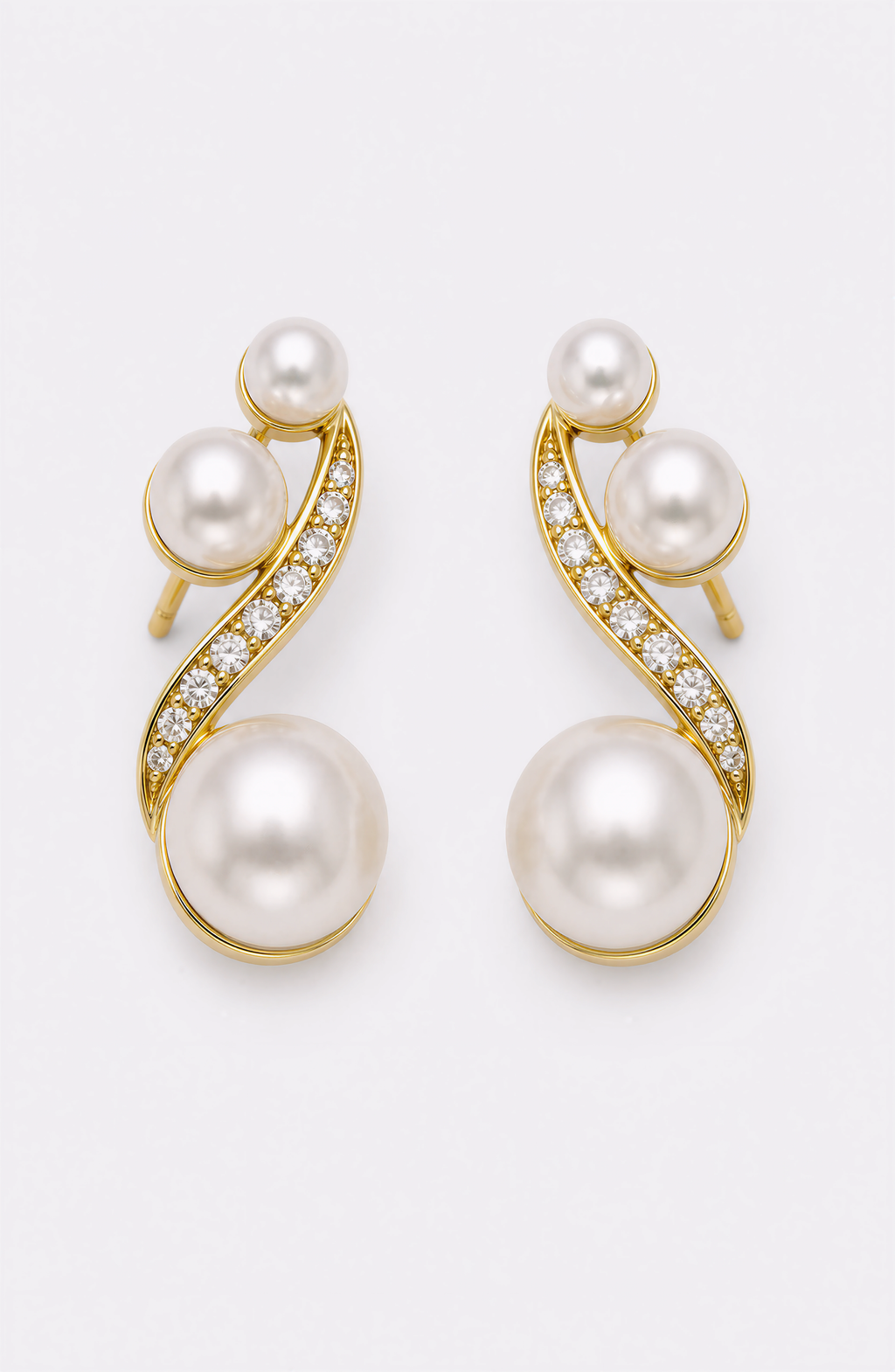 Genuine Freshwater Round Pearl Crescent Earrings
