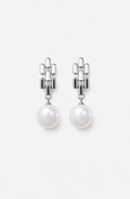 Genuine Freshwater Round Pearl Chain Link Earrings