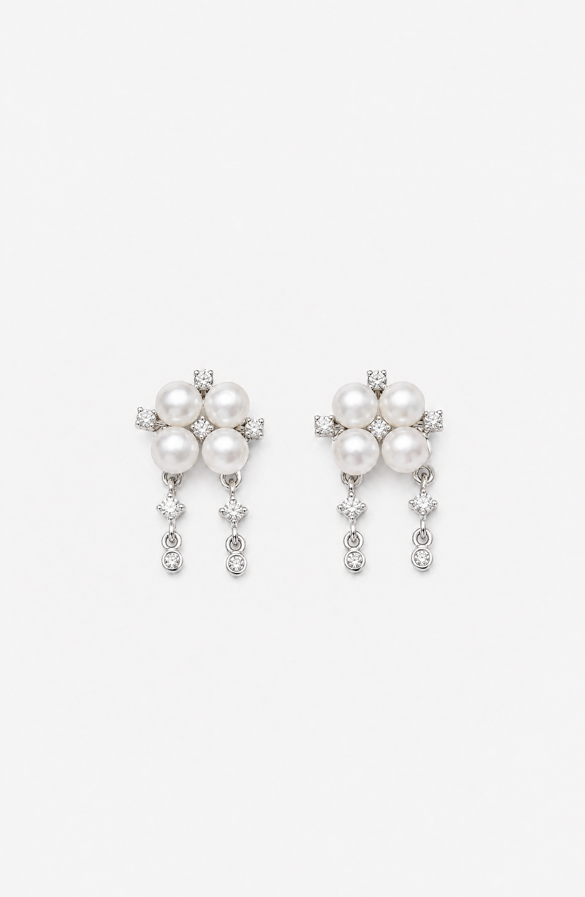 Genuine Freshwater Round Pearl Chandelier Earrings