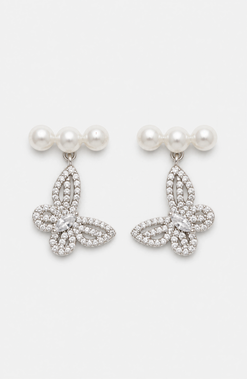 Genuine Freshwater Round Pearl Butterfly Earrings