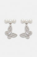 Genuine Freshwater Round Pearl Butterfly Earrings
