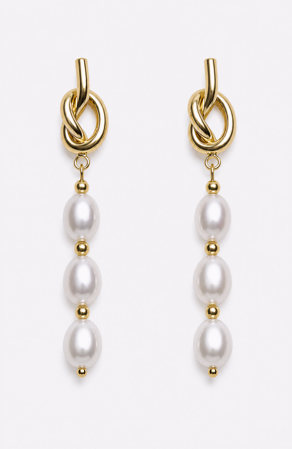 Genuine Freshwater Round Pearl Knot Earrings