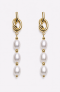 Genuine Freshwater Round Pearl Knot Earrings