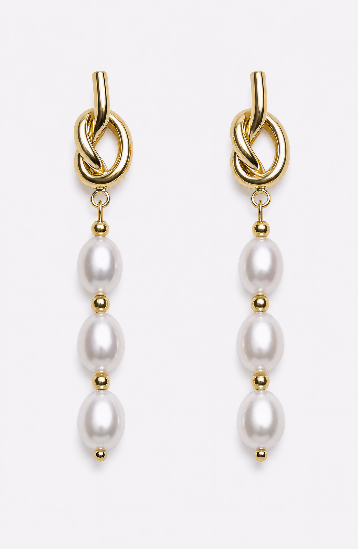 Genuine Freshwater Round Pearl Knot Earrings