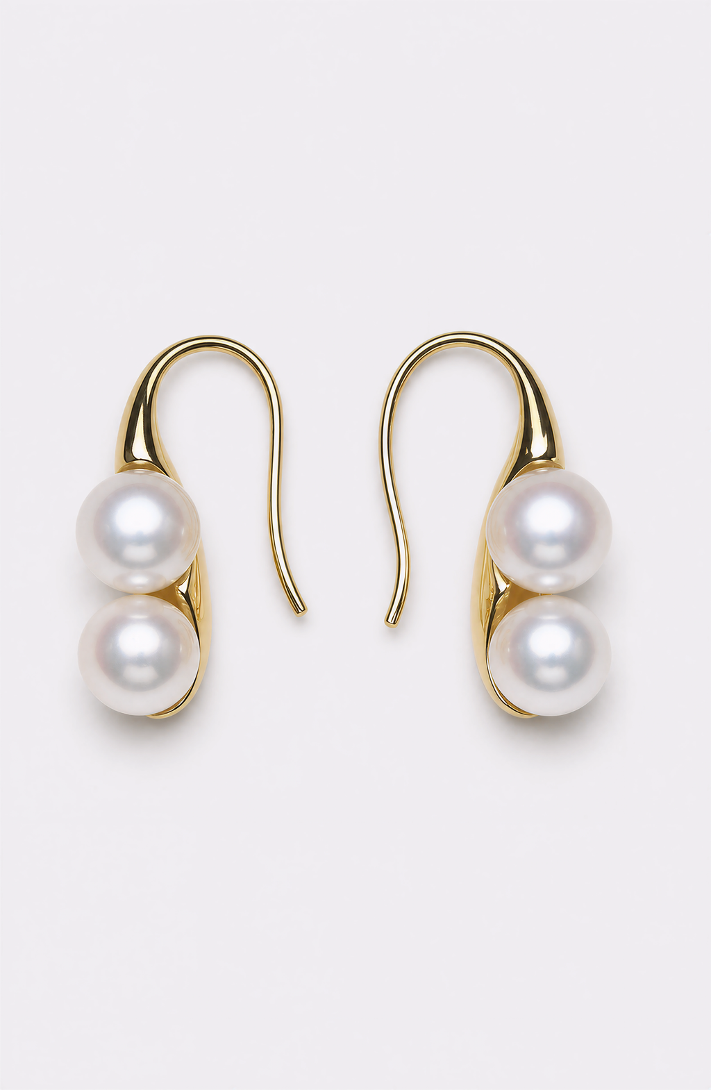 Genuine Freshwater Round Pearl Double Drop Earrings