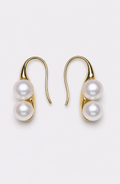 Genuine Freshwater Round Pearl Double Drop Earrings