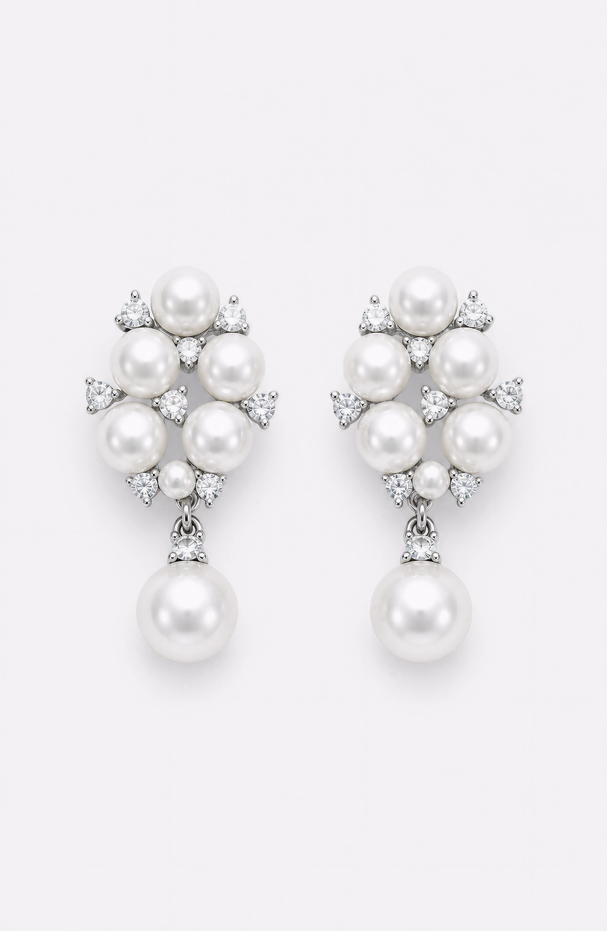 Genuine Freshwater Round Pearl Grape Cluster Earrings