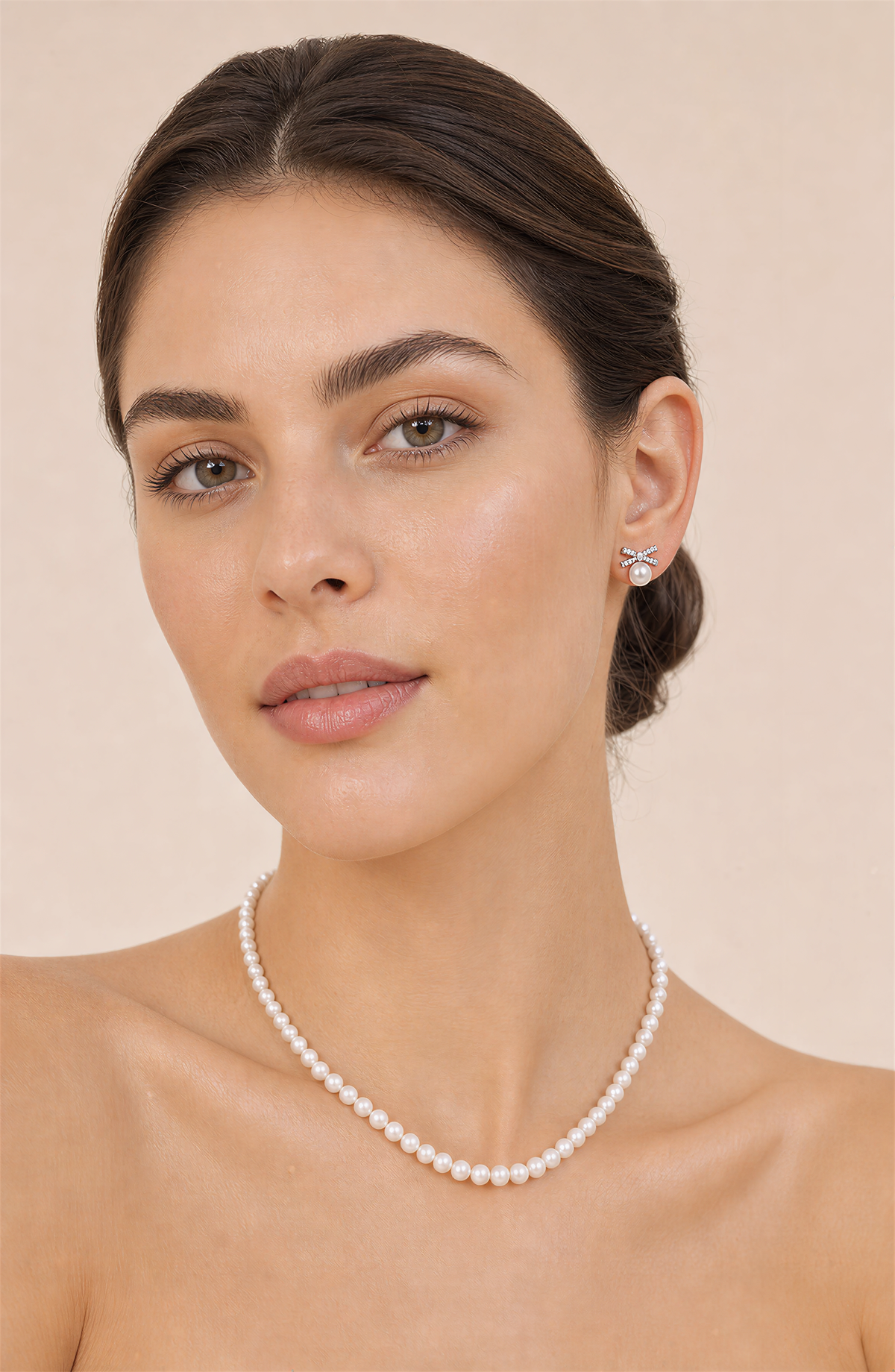 Genuine Freshwater Round Pearl Bowtie Earrings