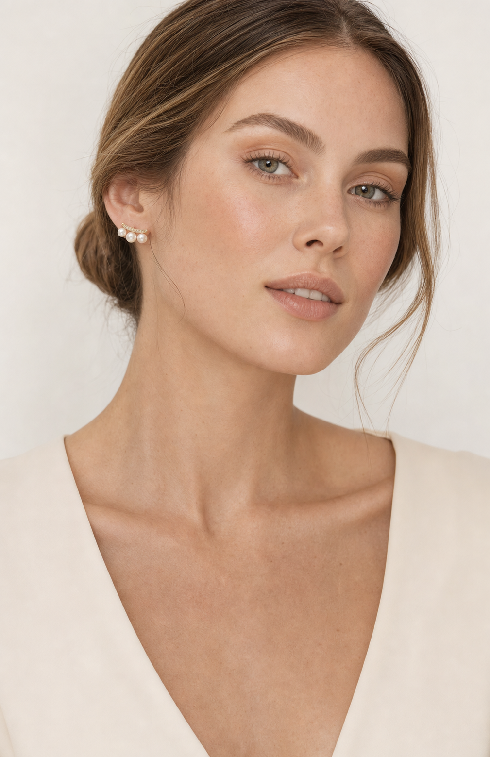 Genuine Freshwater Round Pearl Arc Earrings