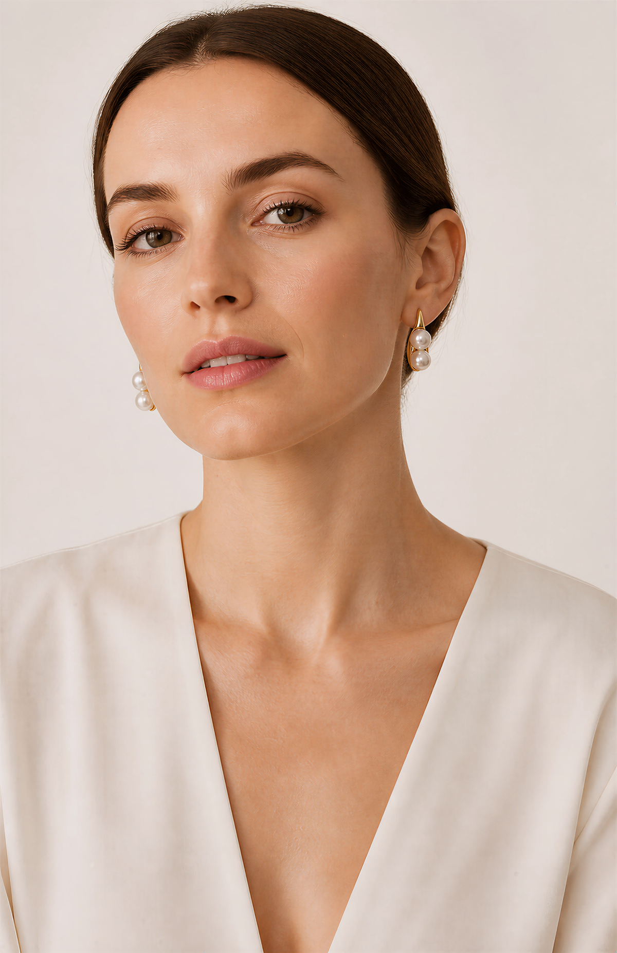 Genuine Freshwater Round Pearl Double Drop Earrings