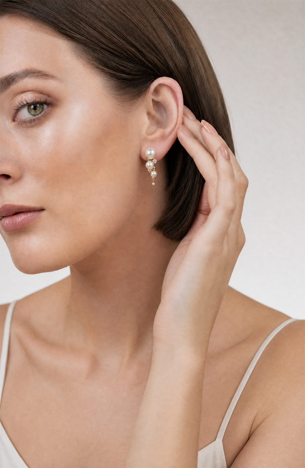 Genuine Freshwater Round Pearl Cascade Earrings