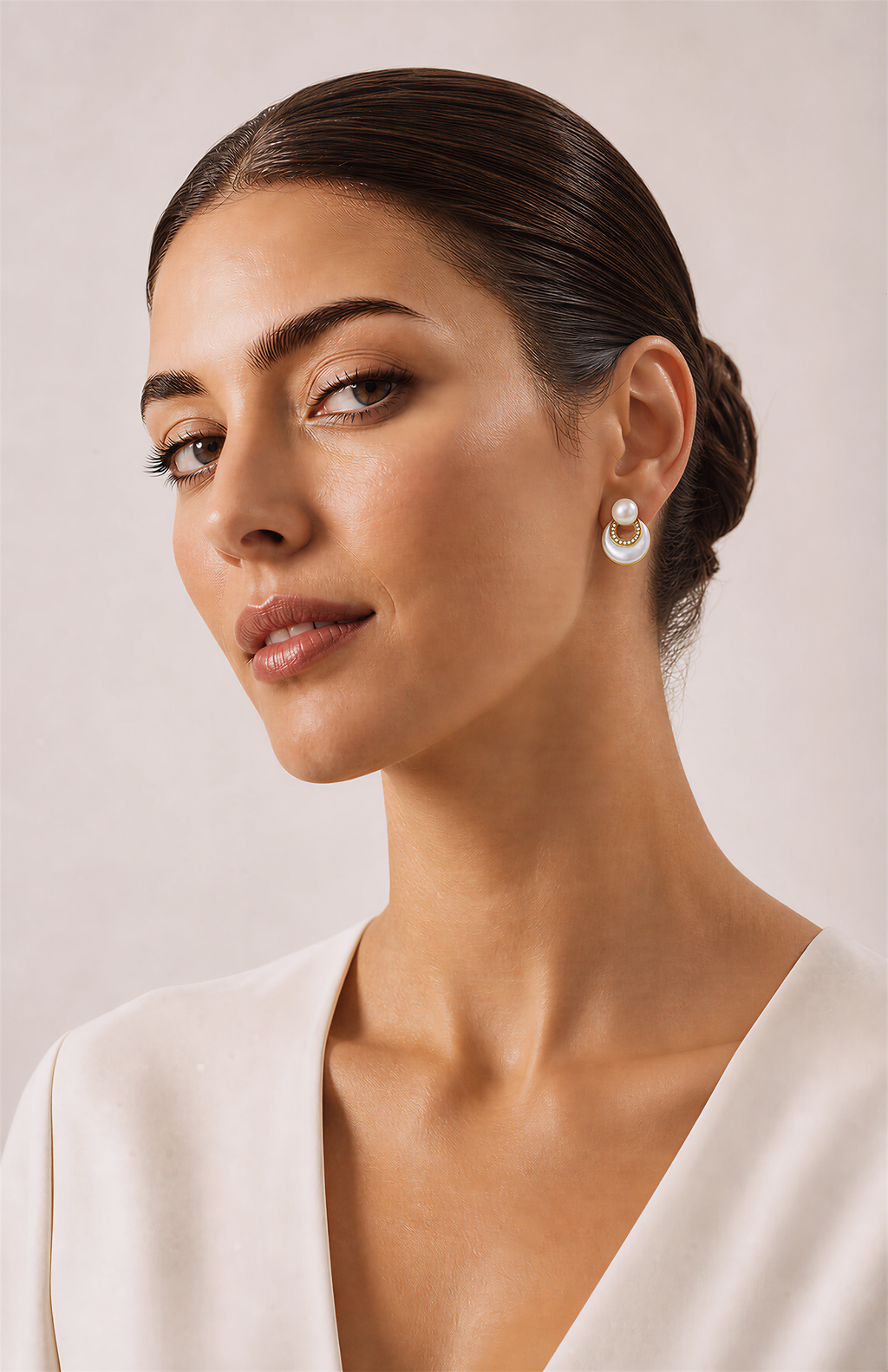 Genuine Freshwater Round Pearl Arch Earrings