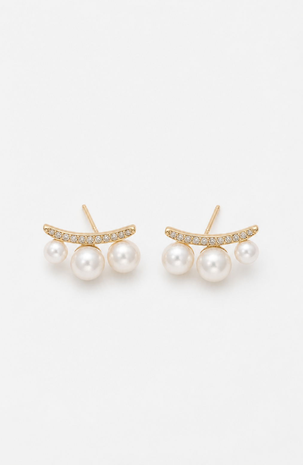 Genuine Freshwater Round Pearl Arc Earrings