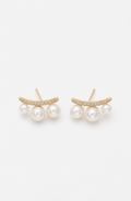Genuine Freshwater Round Pearl Arc Earrings
