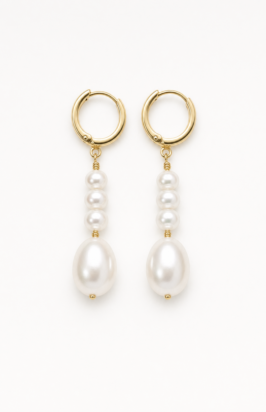 Genuine Freshwater Round Pearl Cascade Drop Earrings