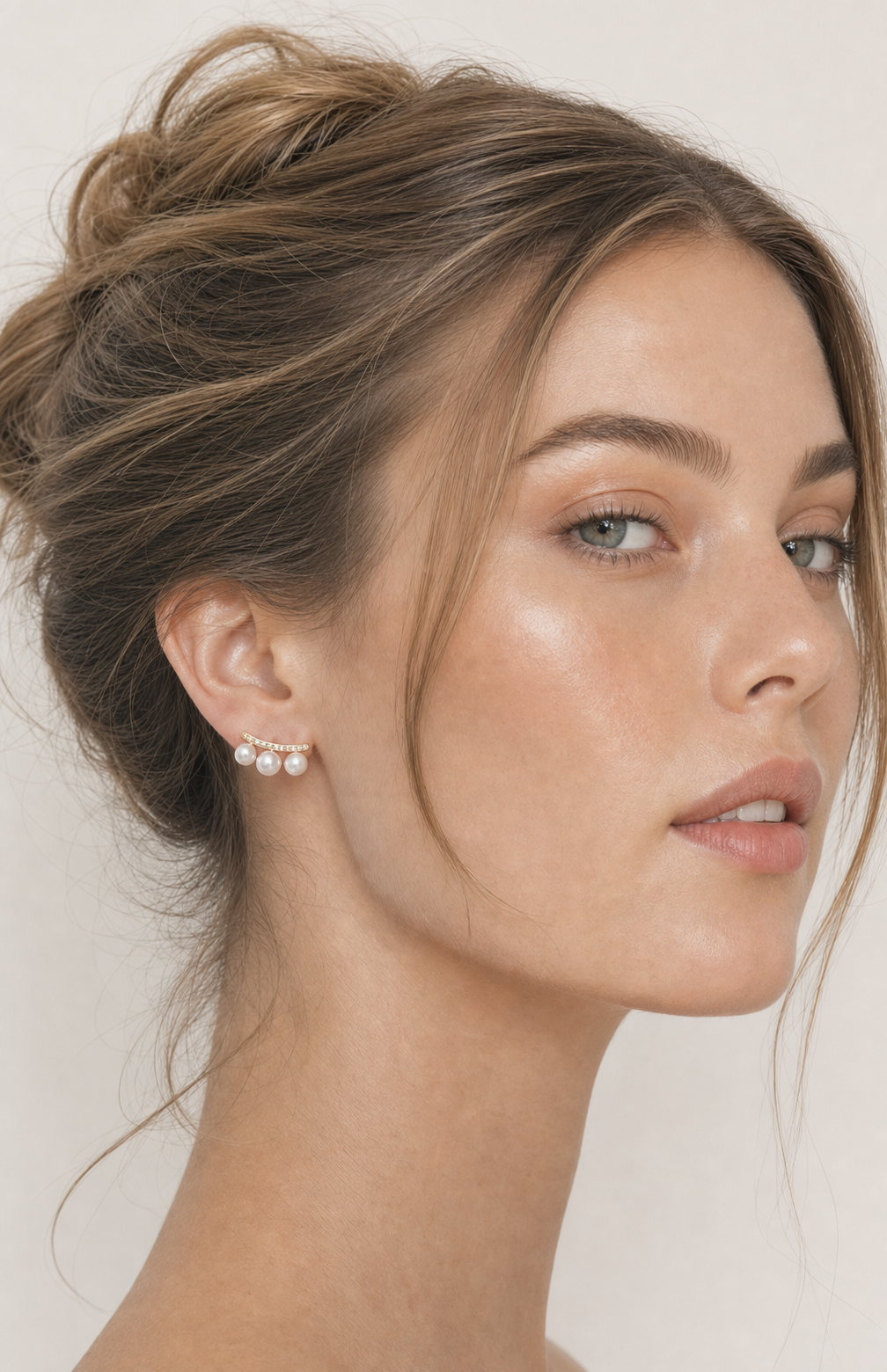 Genuine Freshwater Round Pearl Arc Earrings