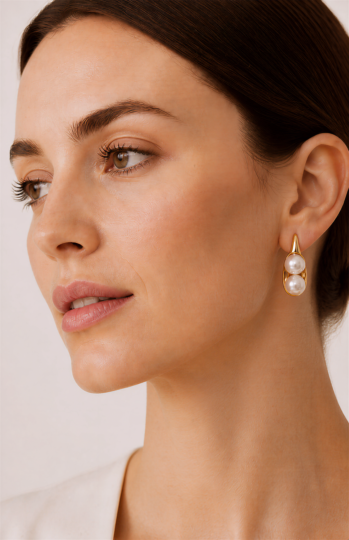Genuine Freshwater Round Pearl Double Drop Earrings