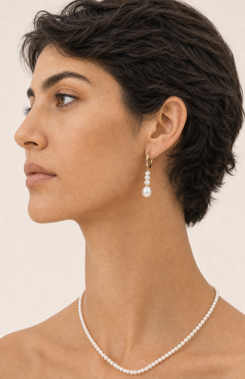 Genuine Freshwater Round Pearl Cascade Drop Earrings
