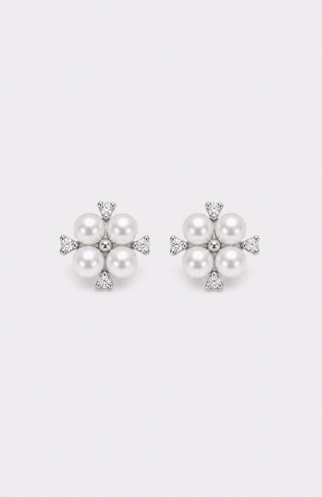 Genuine Freshwater Round Pearl Flower Cluster Earrings