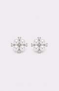 Genuine Freshwater Round Pearl Flower Cluster Earrings