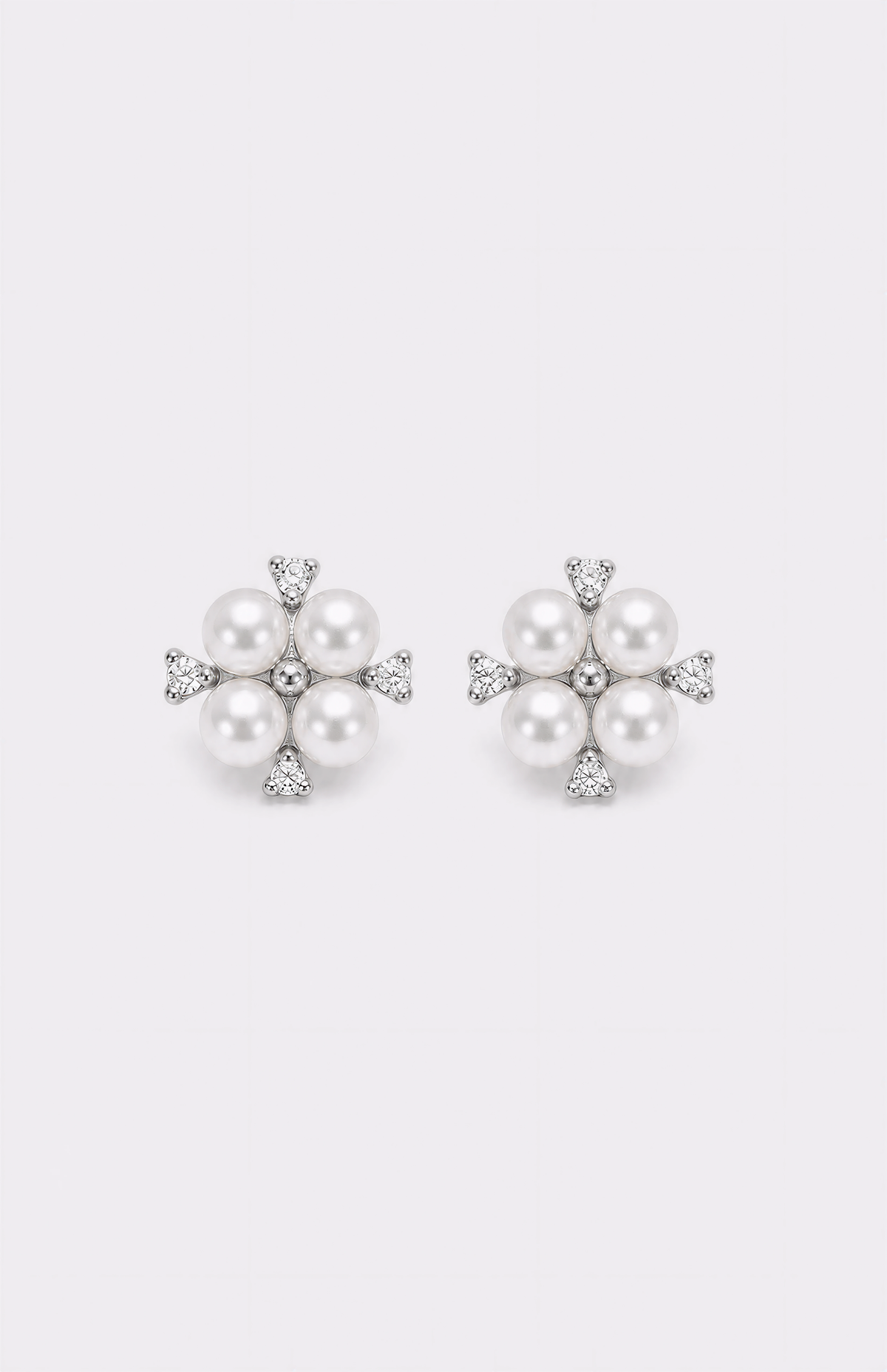 Genuine Freshwater Round Pearl Flower Cluster Earrings
