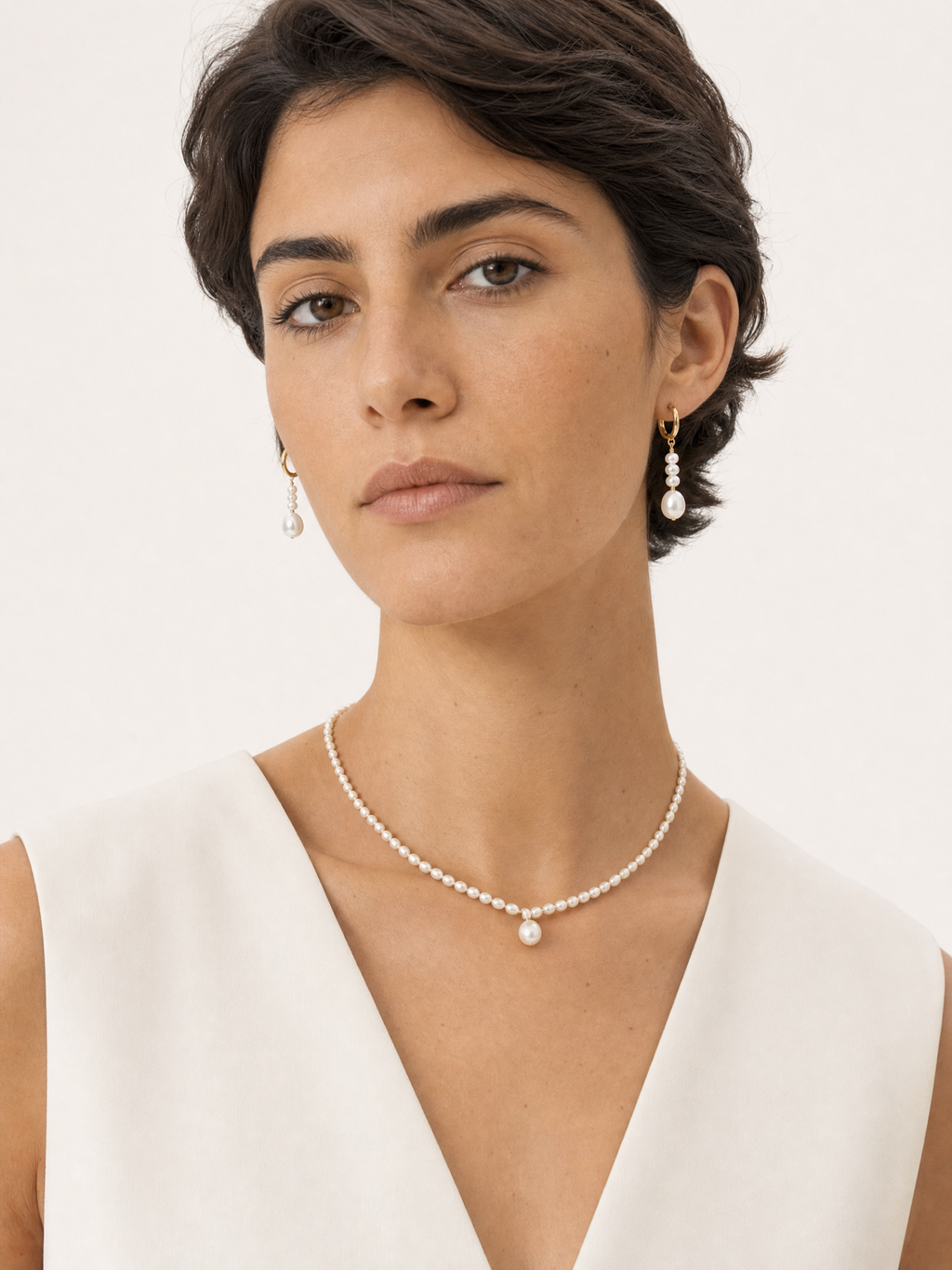 Genuine Freshwater Round Pearl Cascade Drop Earrings