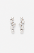 Genuine Freshwater Round Pearl Vine Cluster Earrings