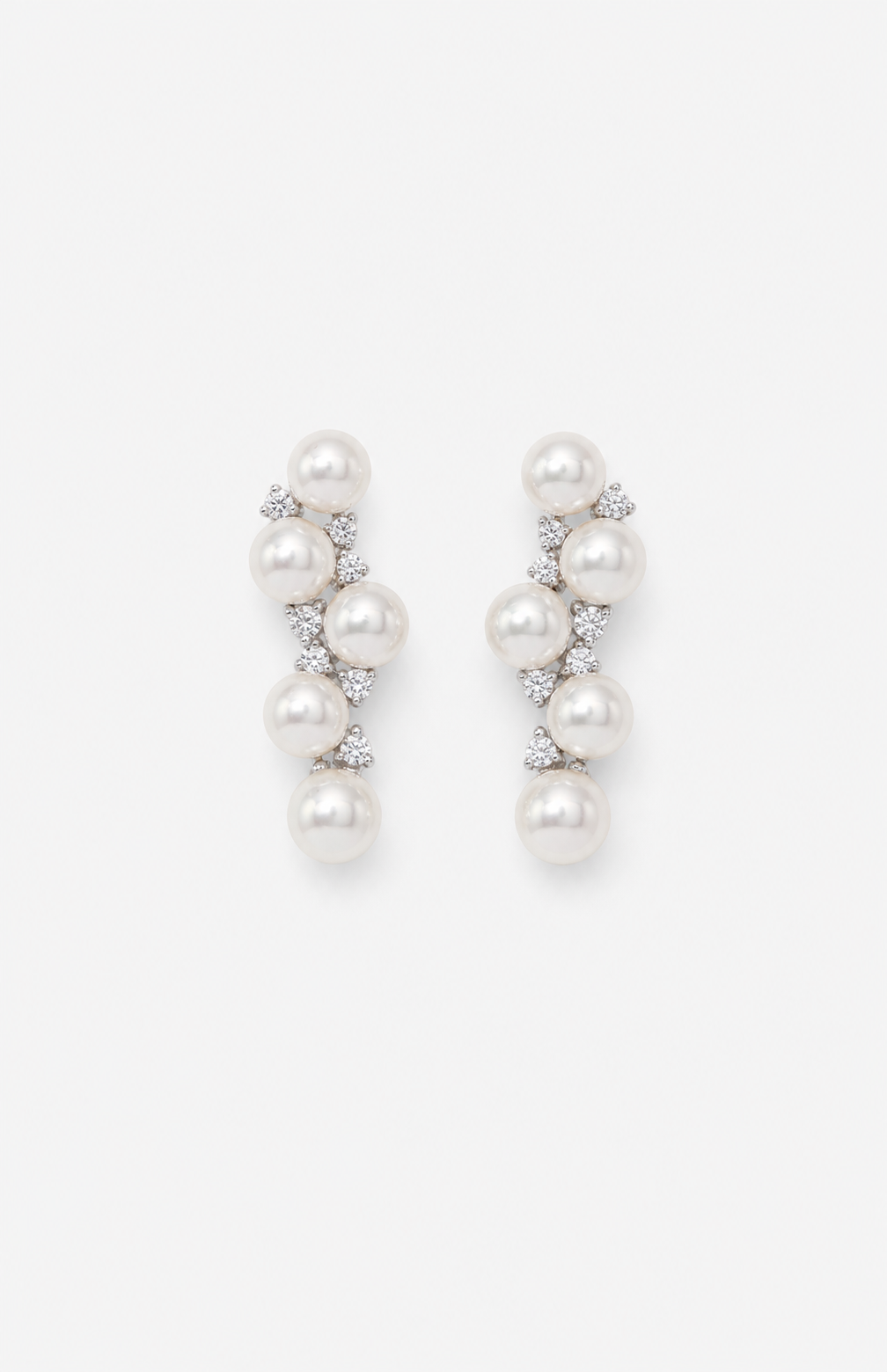 Genuine Freshwater Round Pearl Vine Cluster Earrings