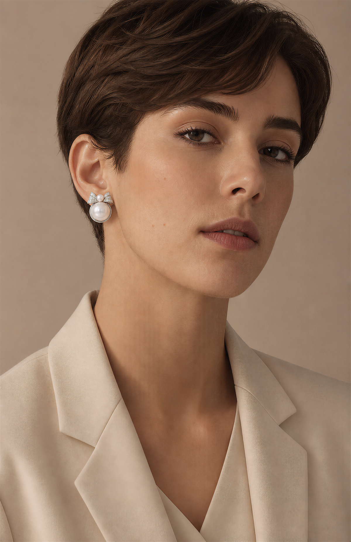 Genuine Freshwater Round Pearl Bow Earrings