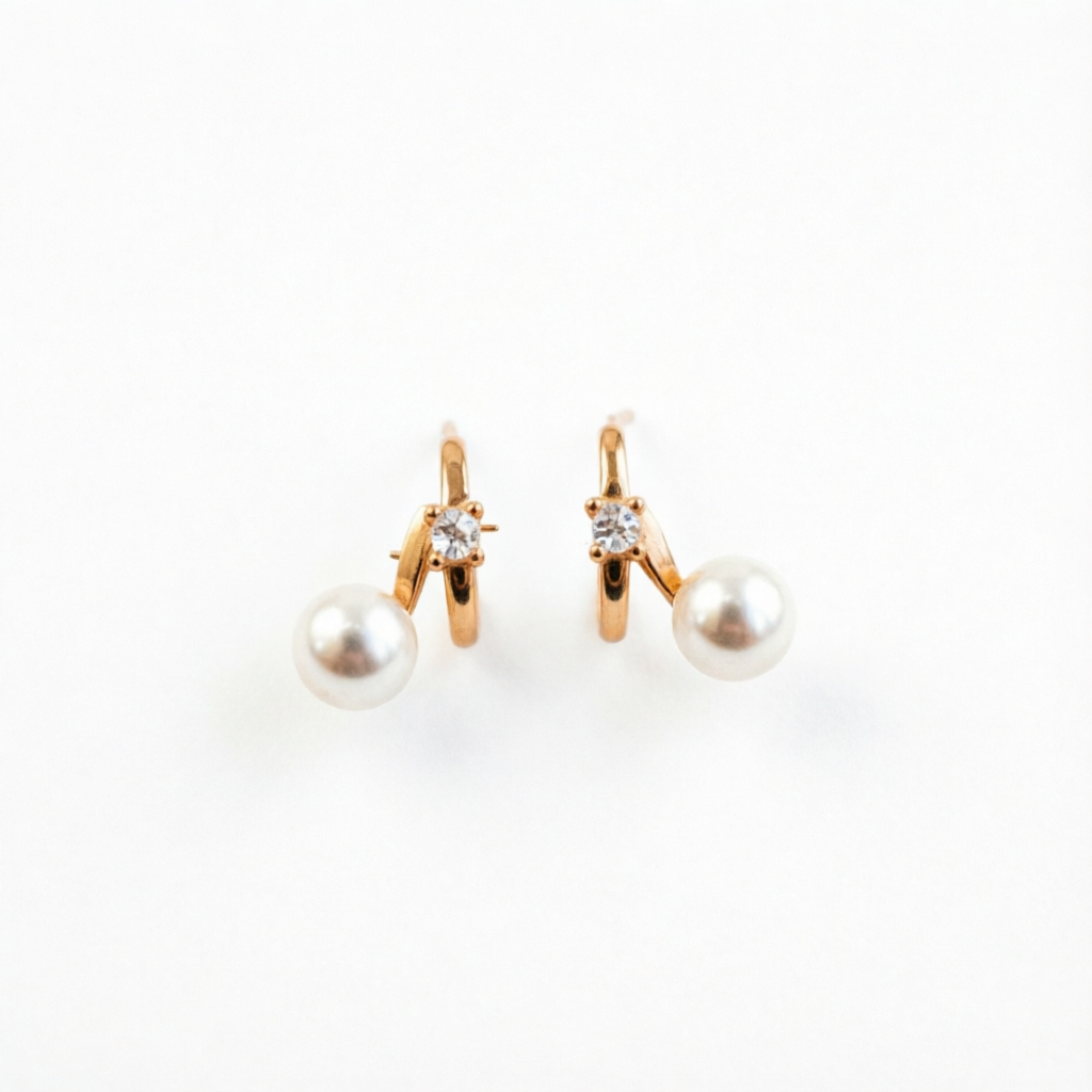 Genuine Freshwater Round Pearl Orbit Earrings